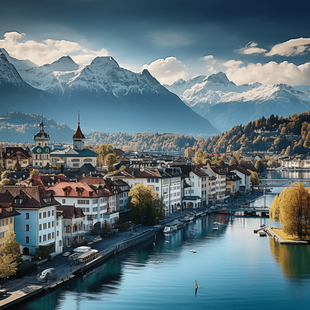 Lucerne Switzerland view with the mountains in the background