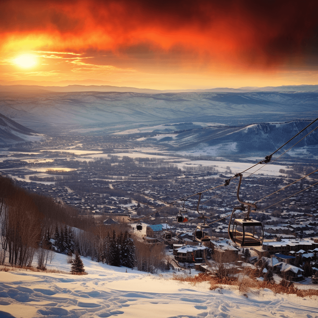 View of Steamboat Springs Colorado from up on the mountain